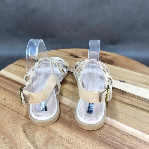 Kensie Beige Suede Slingback Adjustable Flat Sandals Womens Size 6 - Picture 4 of 7